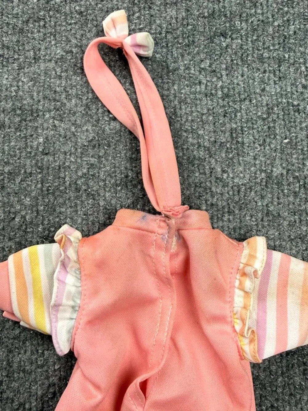 Girls Baby Doll Outfit Pink Bunny Crown Striped Sleeves Stuffed Animal Clothes